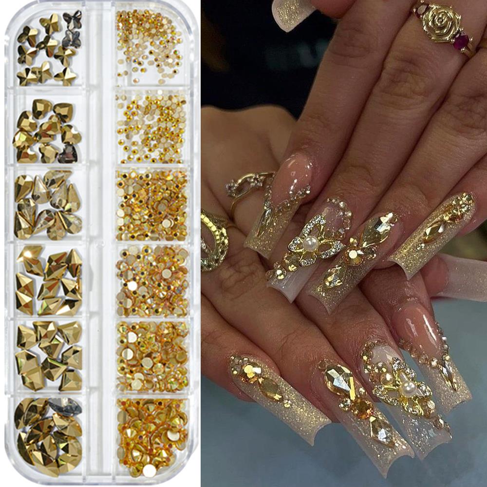 12 شبكة من أحجار الراين ثلاثية - مراجعة Nail Art Valentines Day وسعره