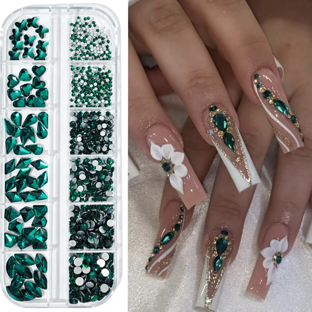 12 شبكة من أحجار الراين ثلاثية - مراجعة Nail Art Valentines Day وسعره